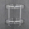 Estante esquinero de acero inoxidable 2 niveles | Organizador adhesivo para baño